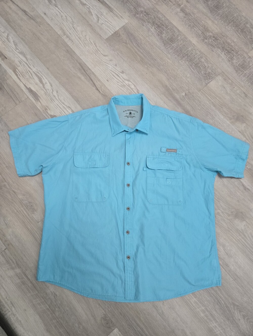 G.H. Bass Explorer Fishing Shirt Mens XXL Teal Vented Button Short Sleeve Outdoo